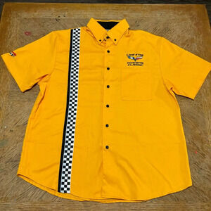 Lone Star Corvette Classic Pace Racewear Men’s  Size S Yellow Racing Button down